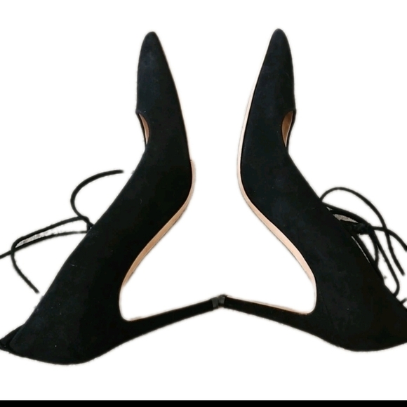 J Crew Womens Black Falsetto Suede Ankle Tie Sexy Date Night Pump Heels 8 - Picture 10 of 14